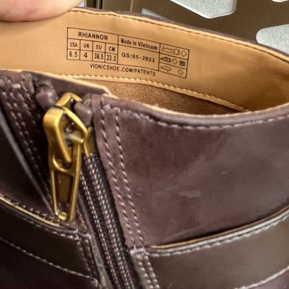 New Vionic Rhiannon Women Bootie Leather 6.5 M Orthotics Arch Support Low Heel - Picture 6 of 8